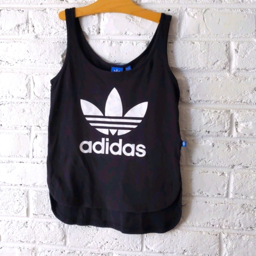 Adidas Logo Black and White Tank Top